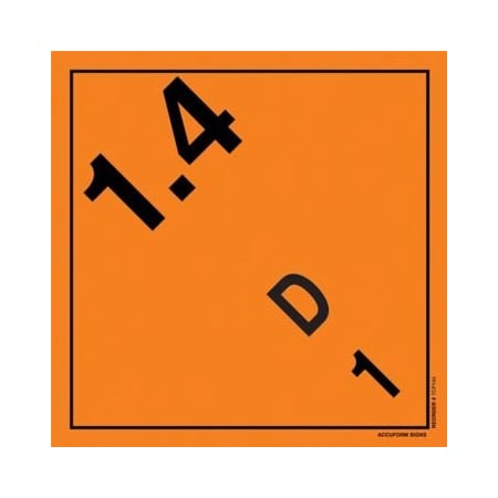 TDG PLACARD CLASS 1 273MM X 273MM TCP144VP100